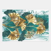 ブランチとゴールデン葉ズGinko Biloba ラッピングペーパーシート (正面2)