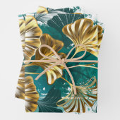 ブランチとゴールデン葉ズGinko Biloba ラッピングペーパーシート (インサイチュ)