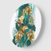 ブランチとゴールデン葉ズGinko Biloba ラージ壁時計 (傾斜)