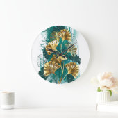 ブランチとゴールデン葉ズGinko Biloba ラージ壁時計 (ホーム)