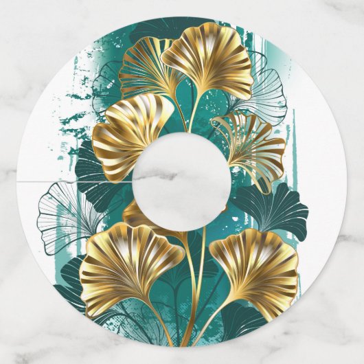 ブランチとゴールデン葉ズGinko Biloba ワイングラスタグ (正面)