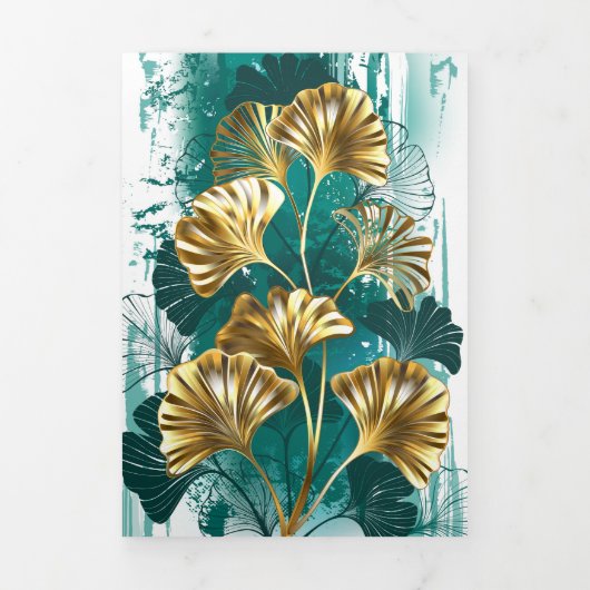 ブランチとゴールデン葉ズGinko Biloba 三つ折りクリスマスカード (カバー)