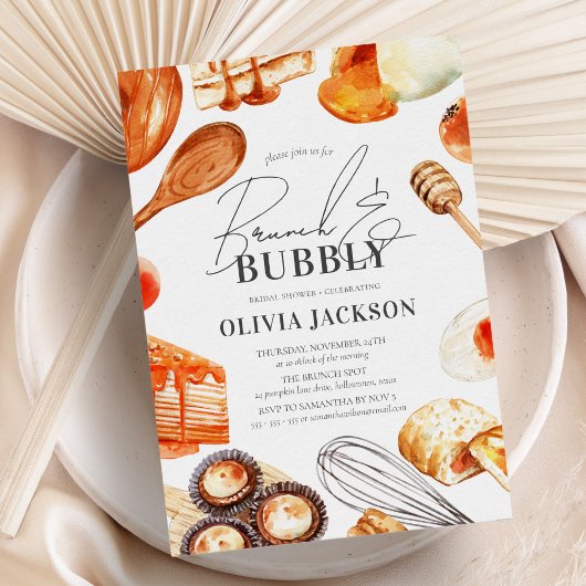 ブランチとバブエレガントリー水カラーブライダルシャワー 招待状