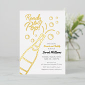 ブランチとバブポップ・アートのリーロゼ赤ちゃんシャワーの準備ができて 箔招待状 (立ち正面)