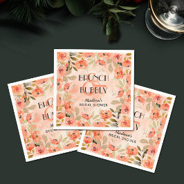 ブランチとバブリーのオレンジ色の花ブライダルシャワー スタンダードカクテルナプキン