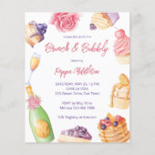 ブランチとバブリーのパティスリーのパンケーキの予算招待状 (正面)