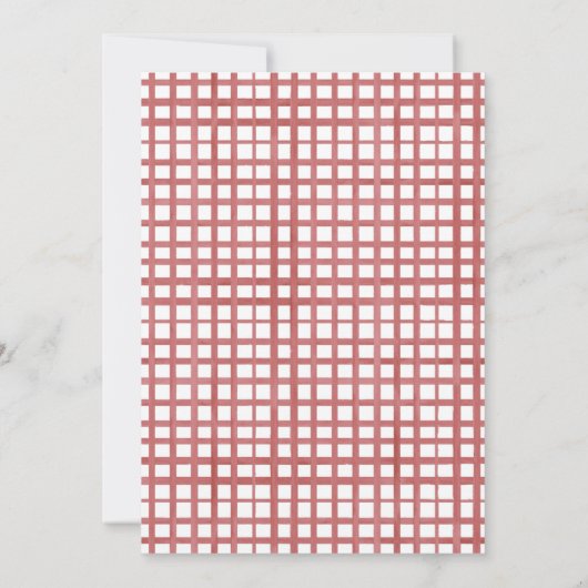 ブランチとバブリーのピクニックBBQ赤い格子縞の赤いシャワー 招待状 (裏面)