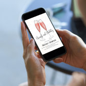 ブランチとバブリーの水の色ピンクブライダルシャワー 招待状