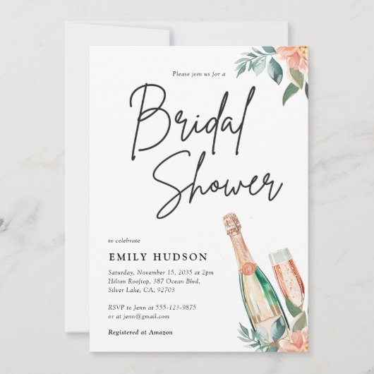 ブランチとバブリーエレガントブライダルシャワー招待 招待状 (正面)