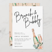 ブランチとバブリーエレガントブライダルシャワー招待 招待状 (正面/裏面)