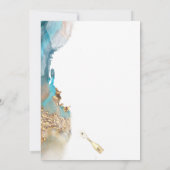 ブランチとバブリーティール（緑がかった色）と金ゴールド抽象芸術 招待状 (裏面)