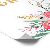 ブランチとバブリーバーフローラブライダルテーブルの標識 ポスター (角)