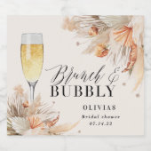 ブランチとバブリーブライダルシャワーパンパスグラスシャンプ スパークリングワインラベル (シングルラベル)