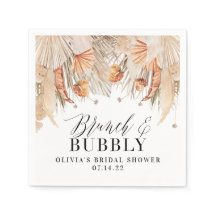 ブランチとバブリーブライダルシャワーパンパスグラスナプク