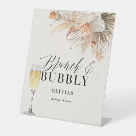 ブランチとバブリーブライダルシャワーパンパスグラス紙 台座サイン