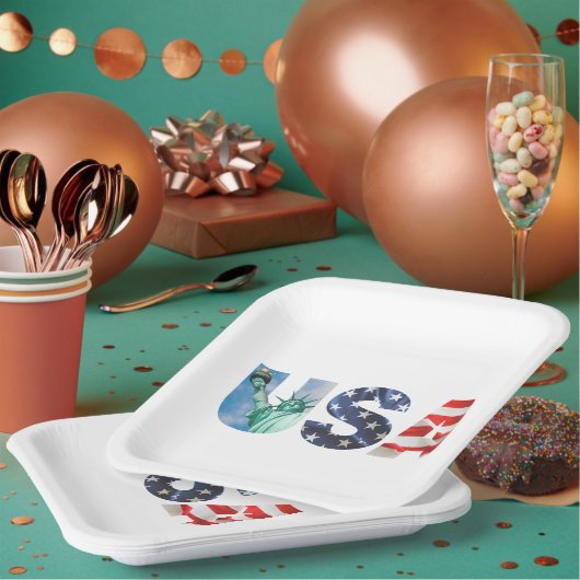 ブランチとバブリーブライダルシャワーUSA国旗9"スクエア ペーパープレート (複数)