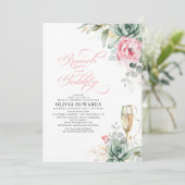 ブランチとバブリー多肉質ピンクブライダルシャワー 招待状 (スタンド正面)