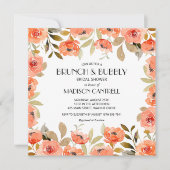 ブランチとバブリー水カラーフローラブライダルシャワー 招待状 (正面)