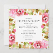ブランチとバブリー水カラーブライダルシャワー招待状 (正面)