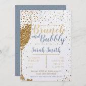 ブランチとバブリー金ゴールドグリッター_ほこりっぽい青_大 招待状 (正面/裏面)