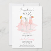 ブランチとバブリー | ピンクカクテルブライダルシャワー 招待状 (正面)