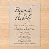 ブランチとバブリー |ブラック&ホワイトブライダルシャワー アクリル招待状 (正面)