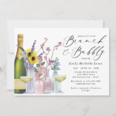 ブランチとバブリー |ワイルドフラワーとシャンパン 招待状 (正面)