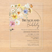 ブランチとバブリー |ワイルドフラワーボホブライダルシャワー アクリル招待状 (正面)