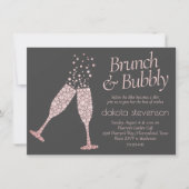ブランチとバブリー |濃い灰色のメイブピンクシャワー 招待状 (正面)