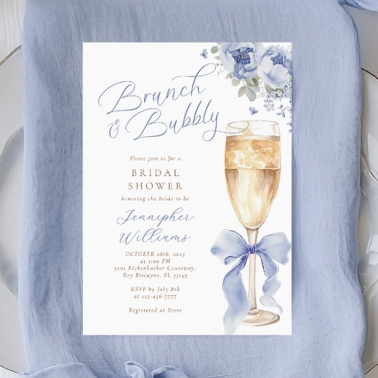 ブランチとバブルブルーブライダルシャワーの招待 招待状