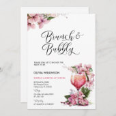 ブランチとバブル | ピンクカクテル 招待状 (正面/裏面)