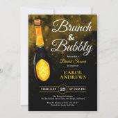ブランチとバブル ブラック＆ゴールドのブライズシャワー 招待状 (正面)