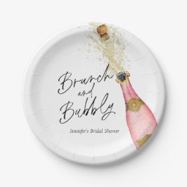ブランチとバブーブリーピンクと金ゴールドブライダルシャワー ペーパープレート