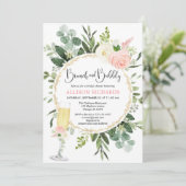 ブランチとバブーブリーピンク金ゴールド緑のブライダルシャワー 招待状 (スタンド正面)
