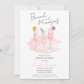 ブランチとミモサス | ピンクカクテルブライダルシャワー 招待状 (正面)