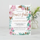 ブランチと泡状の水カラーフローラブライダルシャワー 招待状 (スタンド正面)