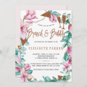 ブランチと泡状の水カラーフローラブライダルシャワー 招待状 (正面/裏面)