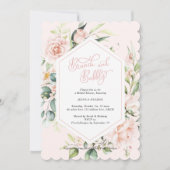 ブランチと泡状赤面のシックな水彩フローラ 招待状 (正面)