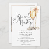 ブランチと泡立ちQRコードフォトブライダルシャワー 招待状 (正面/裏面)