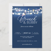 ブランチと泡立つクリスマスの新年の赤面ピンク 招待状 (正面)