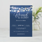 ブランチと泡立つクリスマスの新年の赤面ピンク 招待状 (スタンド正面)