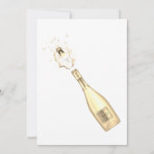 ブランチと泡立つターコイズと金ゴールドマーブルインク 招待状 (裏面)