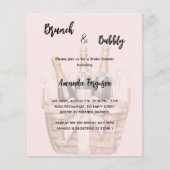 ブランチと泡立つピンクのブライダルシャワーの招待 (正面)
