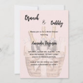 ブランチと泡立つピンクのブライダルシャワー 招待状 (正面)