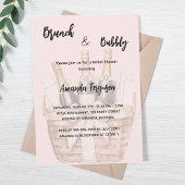 ブランチと泡立つピンクのブライダルシャワー 招待状