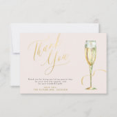 ブランチと泡立つピンクの金ゴールドブライダルシャワー サンキューカード (正面)