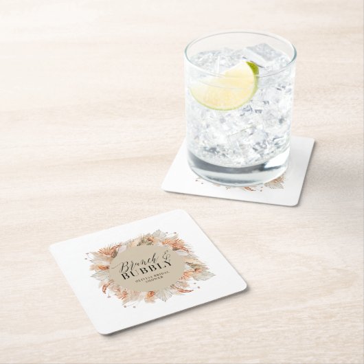 ブランチと泡立つブライダルシャワーのススキ スクエアペーパーコースター (インサイチュ)
