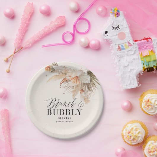 ブランチと泡立つブライダルシャワーのススキ ペーパープレート (パーティー)
