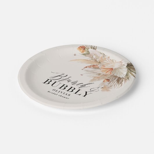 ブランチと泡立つブライダルシャワーのススキ ペーパープレート (アングル)