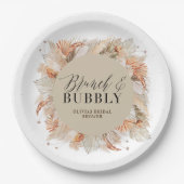 ブランチと泡立つブライダルシャワーのススキ ペーパープレート (正面)